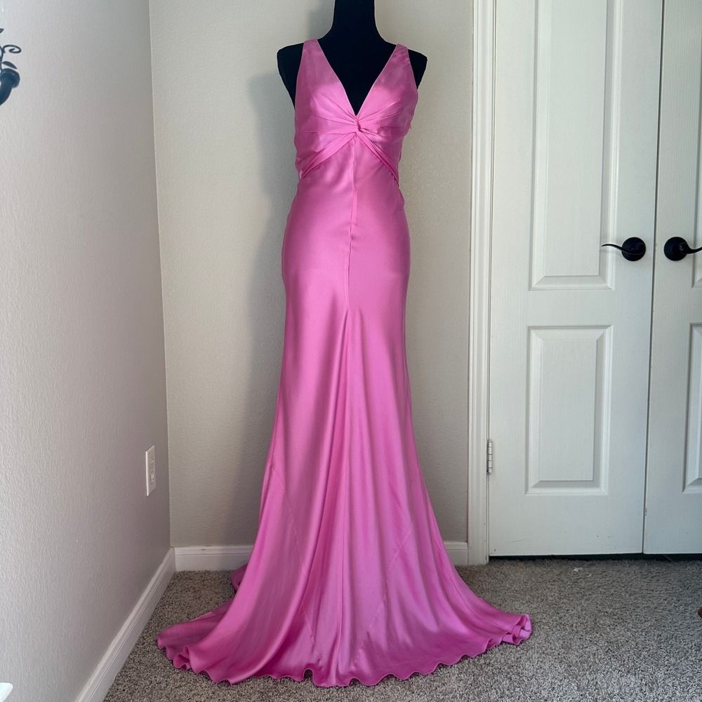 Dina Bar El Y2K Kate Hudson Silk Fairy Formal Dress Mermaid Train Backless Small - Picture 4 of 16